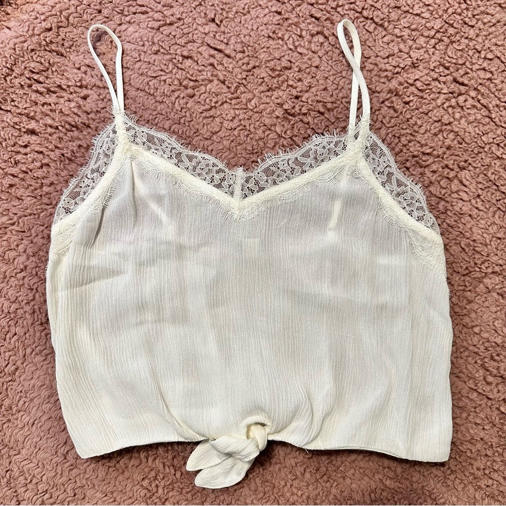 Lace trim crop tank top